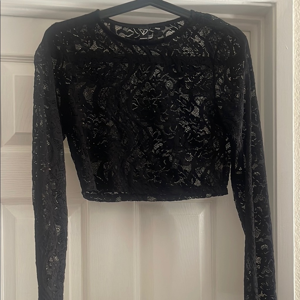 Windsor Elegant Black Lace Crop Top